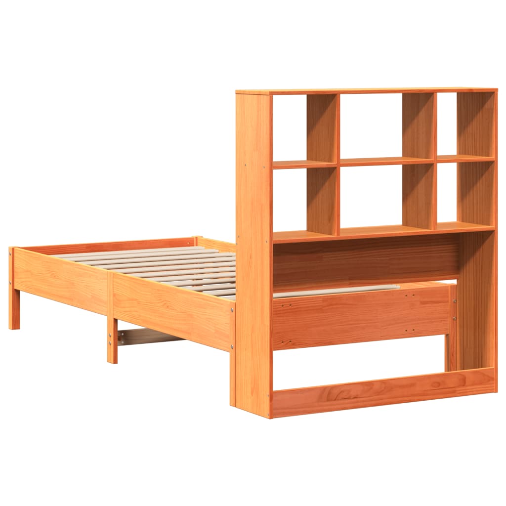 Bed met boekenkast zonder matras grenenhout wasbruin 100x200 cm is nu te koop bij PeponiXL, paradijselijk wonen!