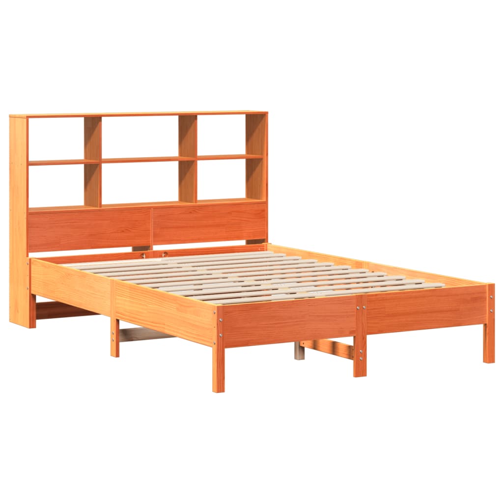 Bed met boekenkast zonder matras grenenhout wasbruin 135x190 cm is nu te koop bij PeponiXL, paradijselijk wonen!