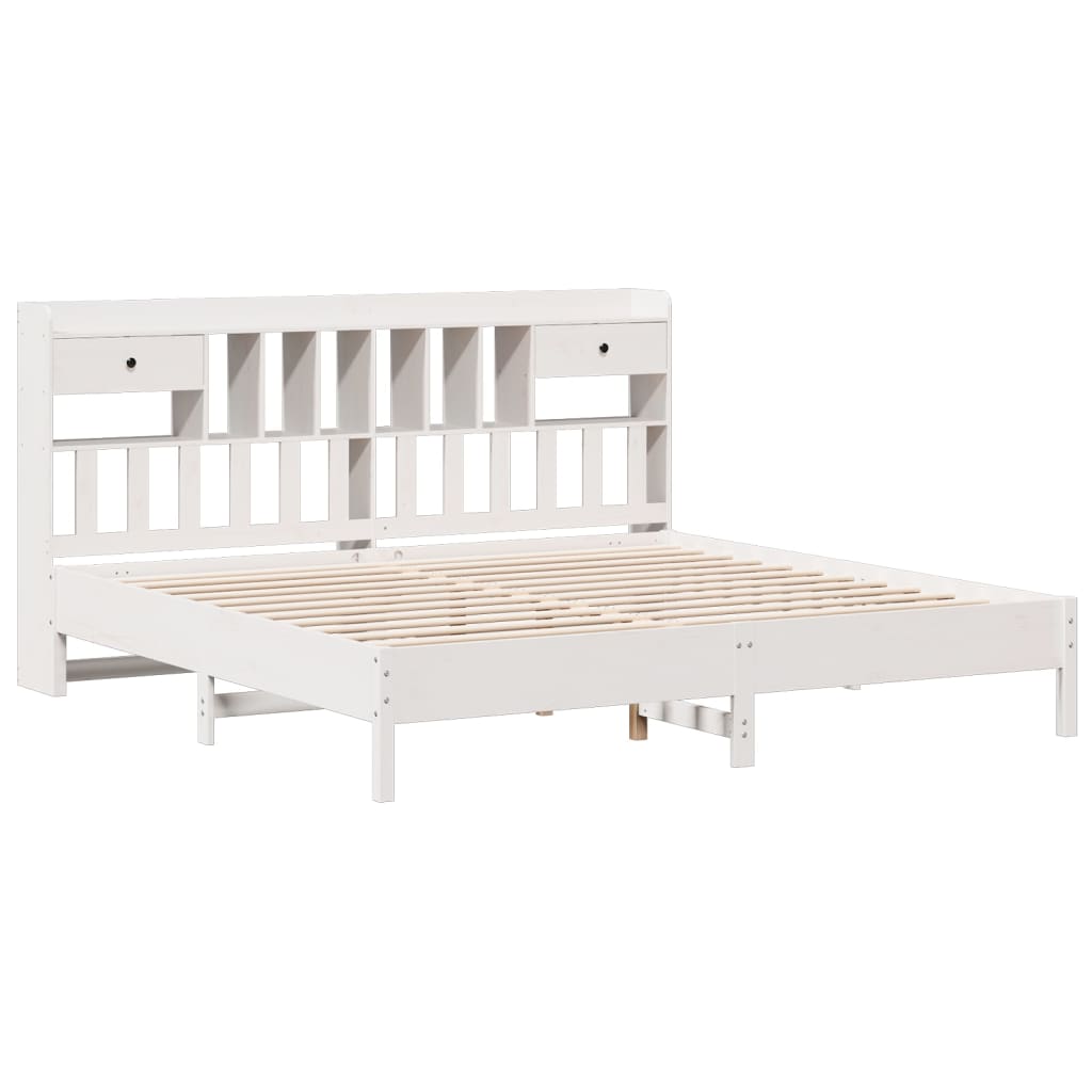 Bed met boekenkast zonder matras grenenhout wit 180x200 cm is nu te koop bij PeponiXL, paradijselijk wonen!