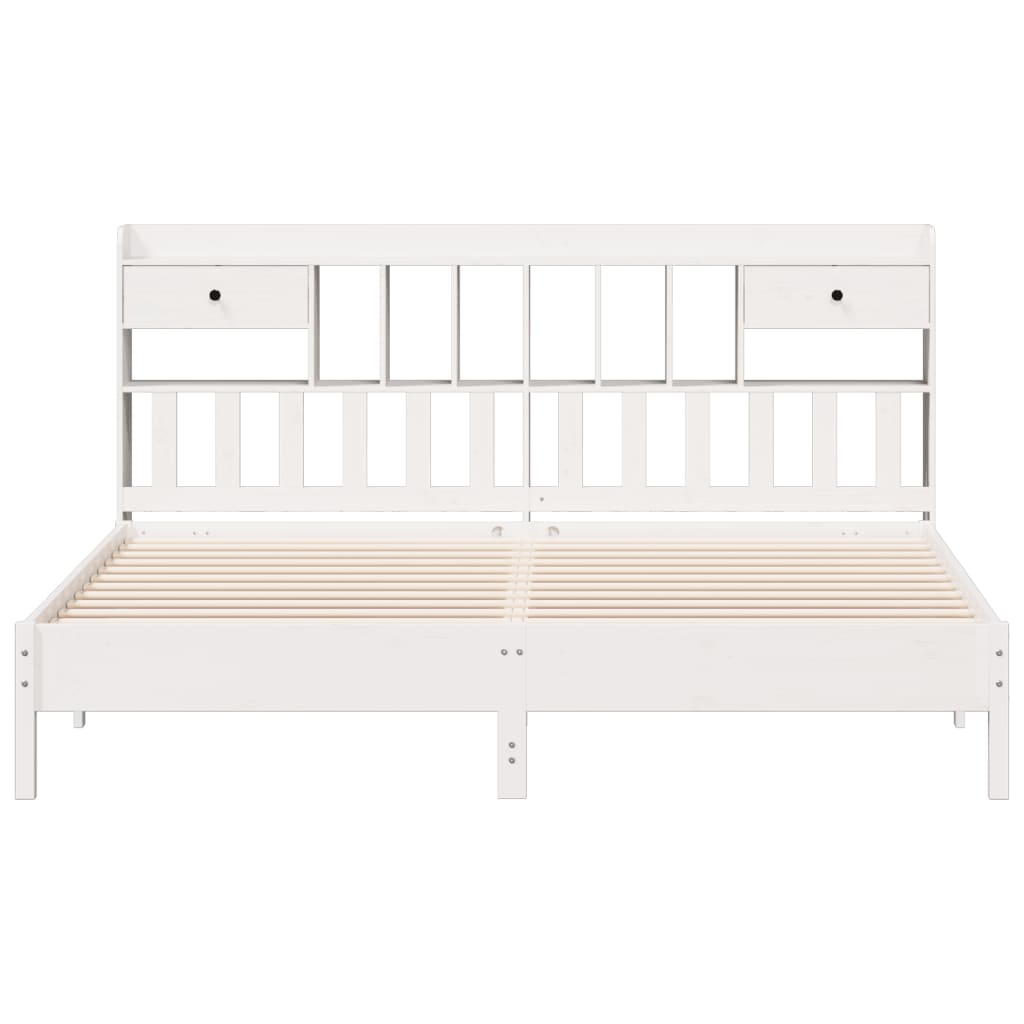 Bed met boekenkast zonder matras grenenhout wit 180x200 cm is nu te koop bij PeponiXL, paradijselijk wonen!