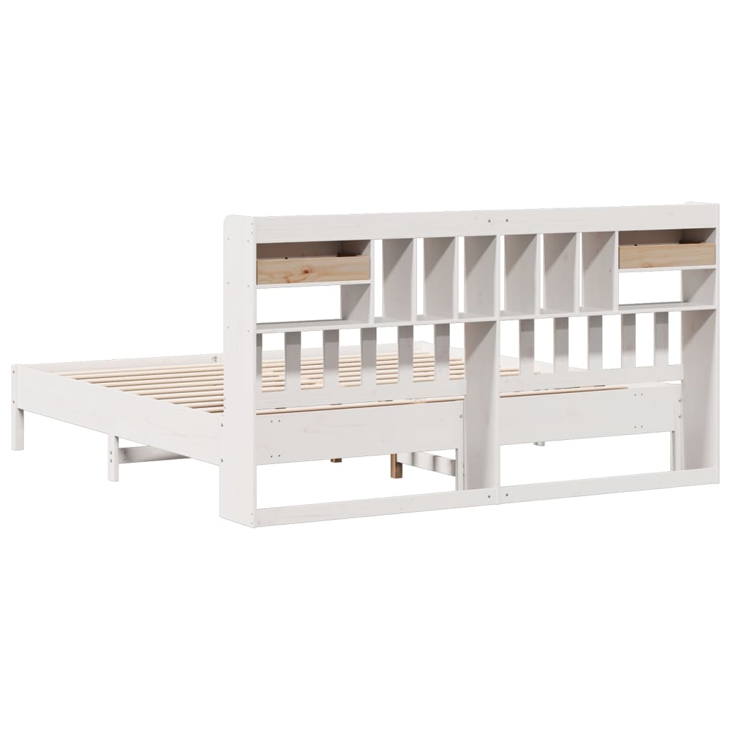 Bed met boekenkast zonder matras grenenhout wit 180x200 cm is nu te koop bij PeponiXL, paradijselijk wonen!