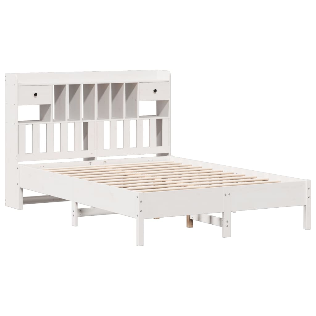 Bed met boekenkast zonder matras grenenhout wit 160x200 cm is nu te koop bij PeponiXL, paradijselijk wonen!