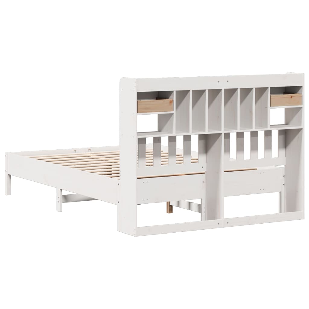 Bed met boekenkast zonder matras grenenhout wit 160x200 cm is nu te koop bij PeponiXL, paradijselijk wonen!