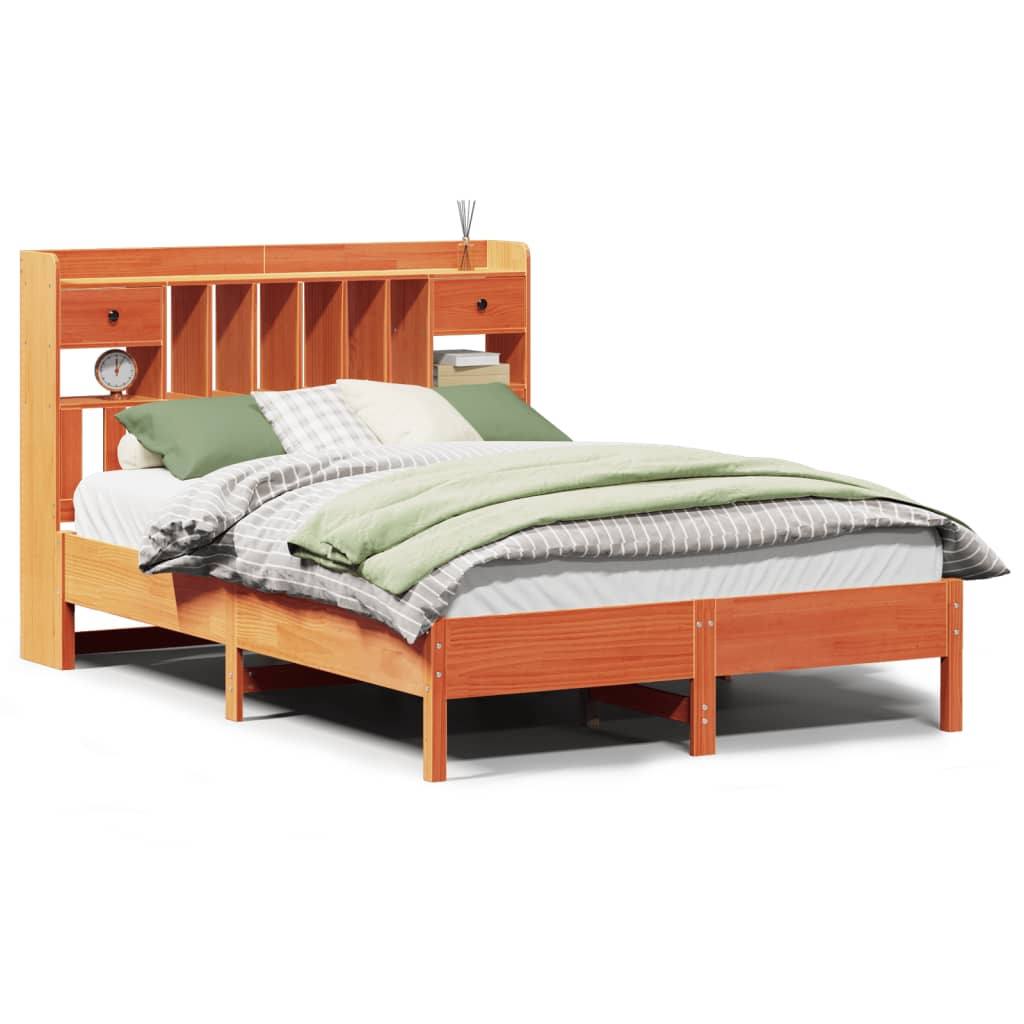 Bed met boekenkast zonder matras grenenhout wasbruin 160x200 cm is nu te koop bij PeponiXL, paradijselijk wonen!