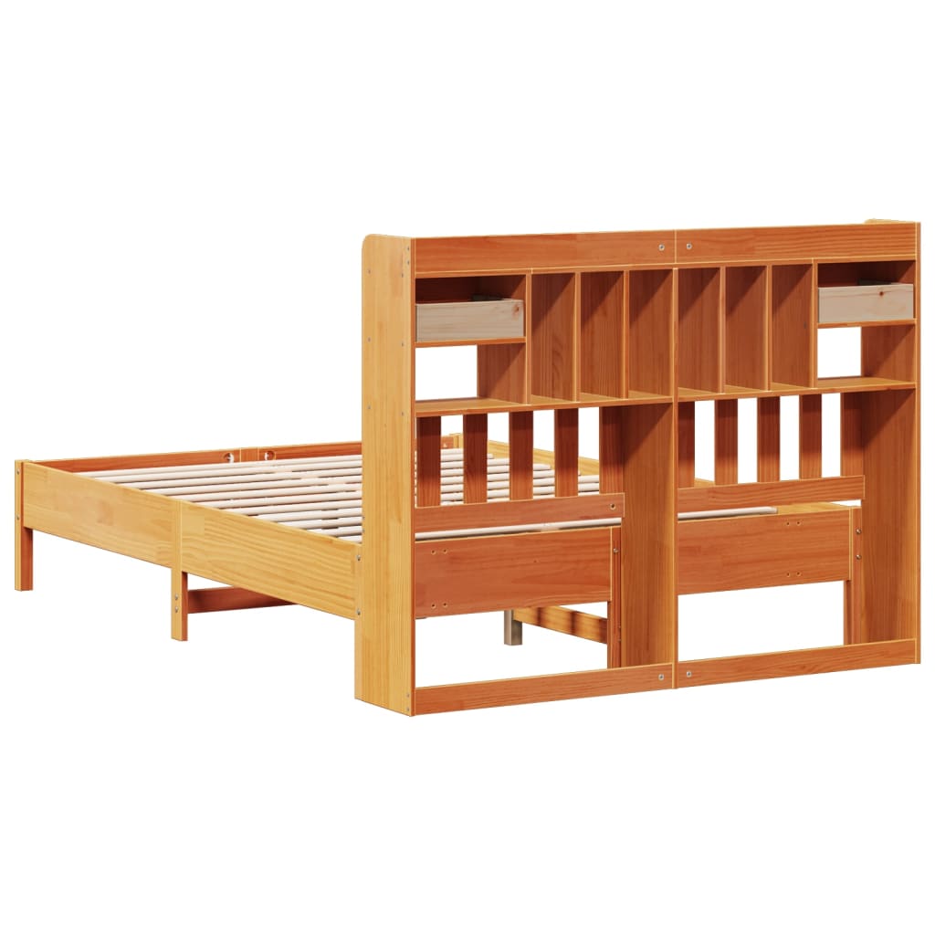 Bed met boekenkast zonder matras grenenhout wasbruin 160x200 cm is nu te koop bij PeponiXL, paradijselijk wonen!