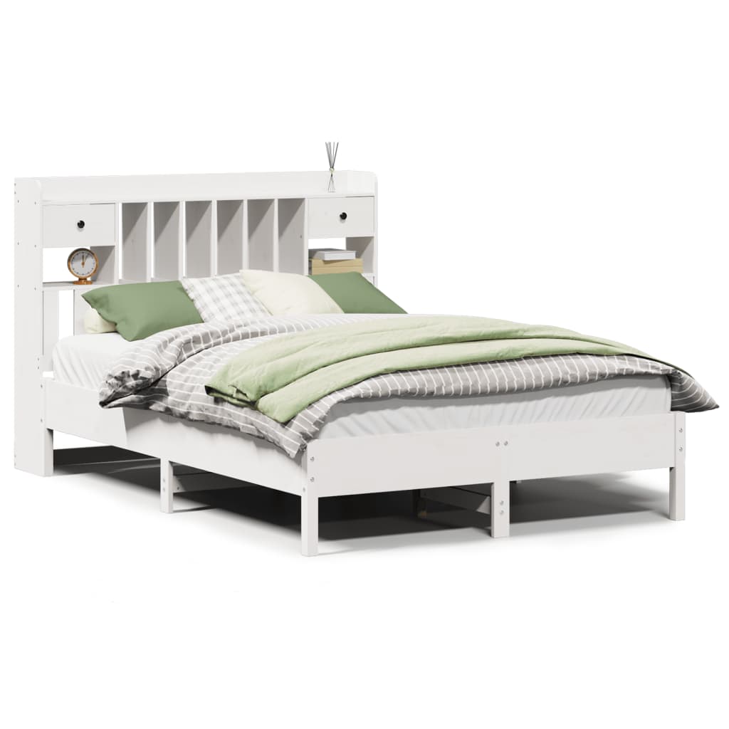 Bed met boekenkast zonder matras grenenhout wit 150x200 cm is nu te koop bij PeponiXL, paradijselijk wonen!