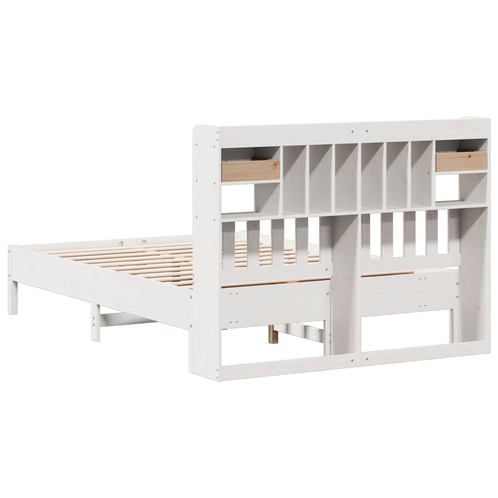 Bed met boekenkast zonder matras grenenhout wit 140x200 cm is nu te koop bij PeponiXL, paradijselijk wonen!