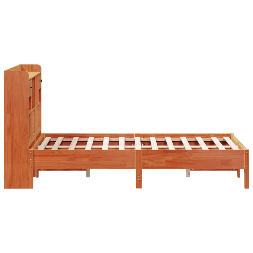 Bed met boekenkast zonder matras grenenhout wasbruin 140x200 cm is nu te koop bij PeponiXL, paradijselijk wonen!