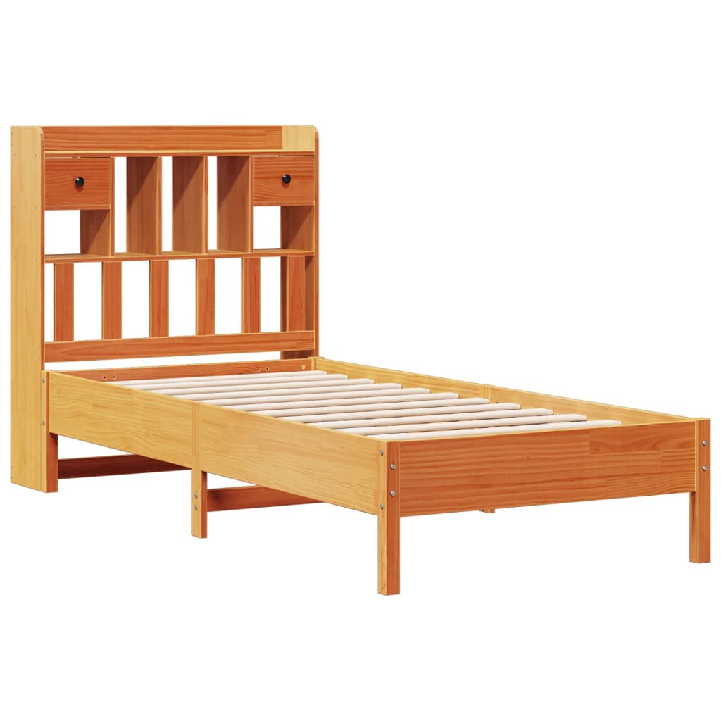 Bed met boekenkast zonder matras grenenhout wasbruin 100x200 cm is nu te koop bij PeponiXL, paradijselijk wonen!