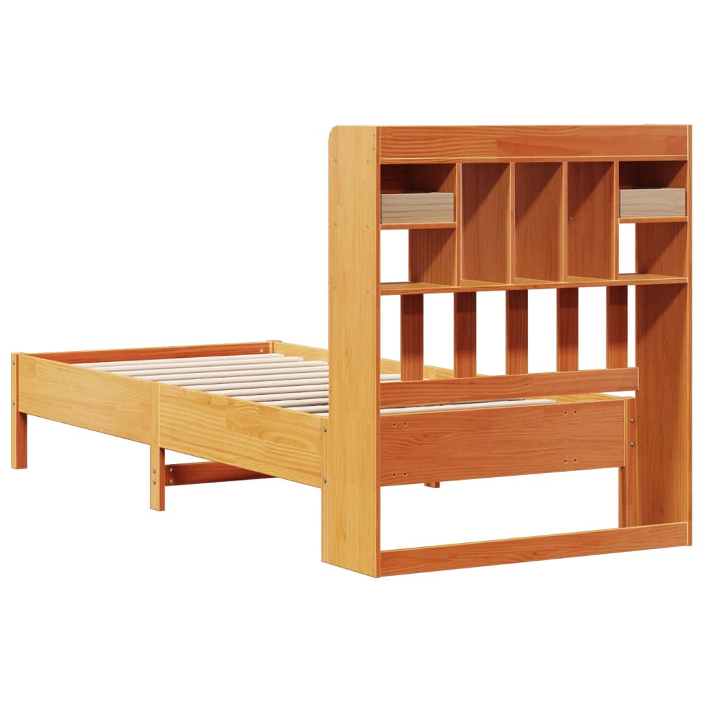 Bed met boekenkast zonder matras grenenhout wasbruin 100x200 cm is nu te koop bij PeponiXL, paradijselijk wonen!