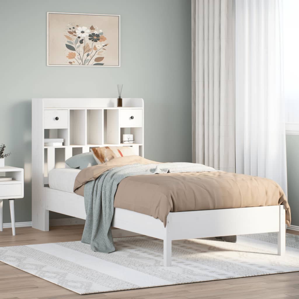 Bed met boekenkast zonder matras grenenhout wit 90x200 cm is nu te koop bij PeponiXL, paradijselijk wonen!
