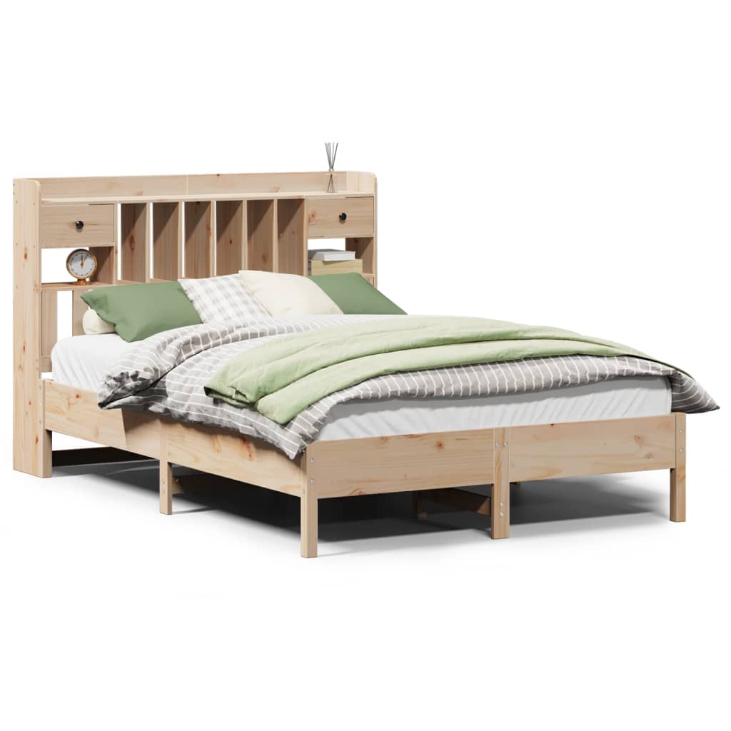 Bed met boekenkast zonder matras massief grenenhout 140x190 cm is nu te koop bij PeponiXL, paradijselijk wonen!