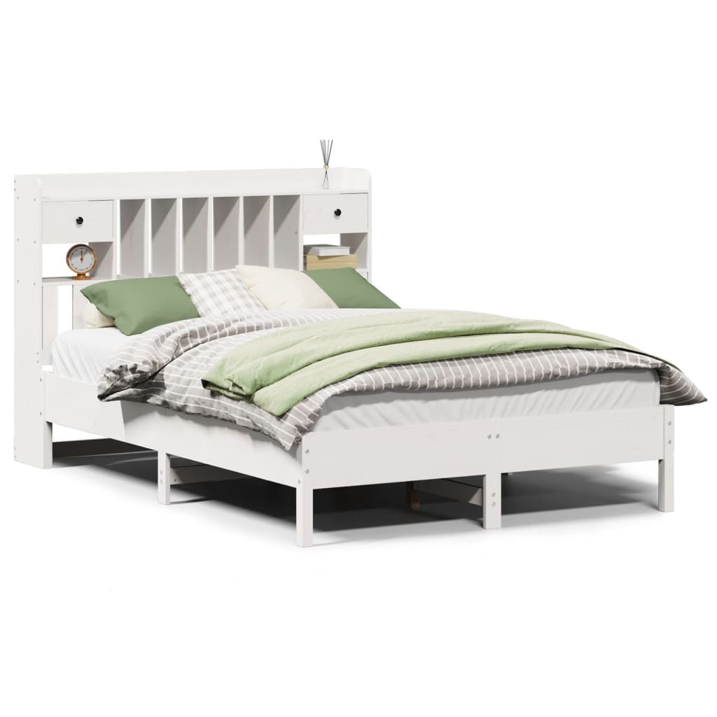 Bed met boekenkast zonder matras grenenhout wit 140x190 cm is nu te koop bij PeponiXL, paradijselijk wonen!
