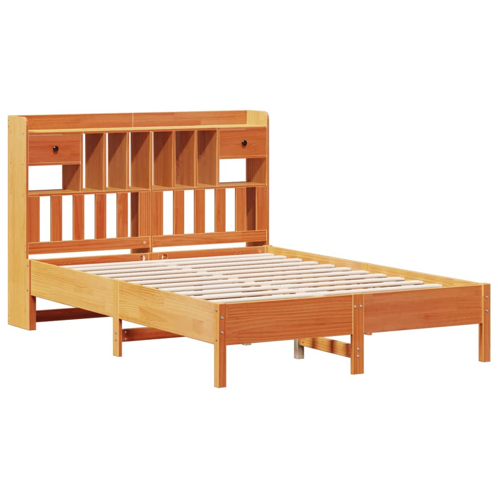Bed met boekenkast zonder matras grenenhout wasbruin 140x190 cm is nu te koop bij PeponiXL, paradijselijk wonen!