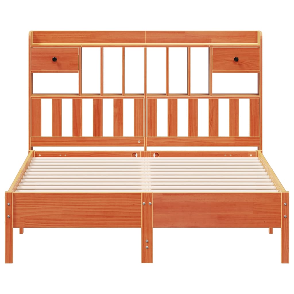 Bed met boekenkast zonder matras grenenhout wasbruin 140x190 cm is nu te koop bij PeponiXL, paradijselijk wonen!