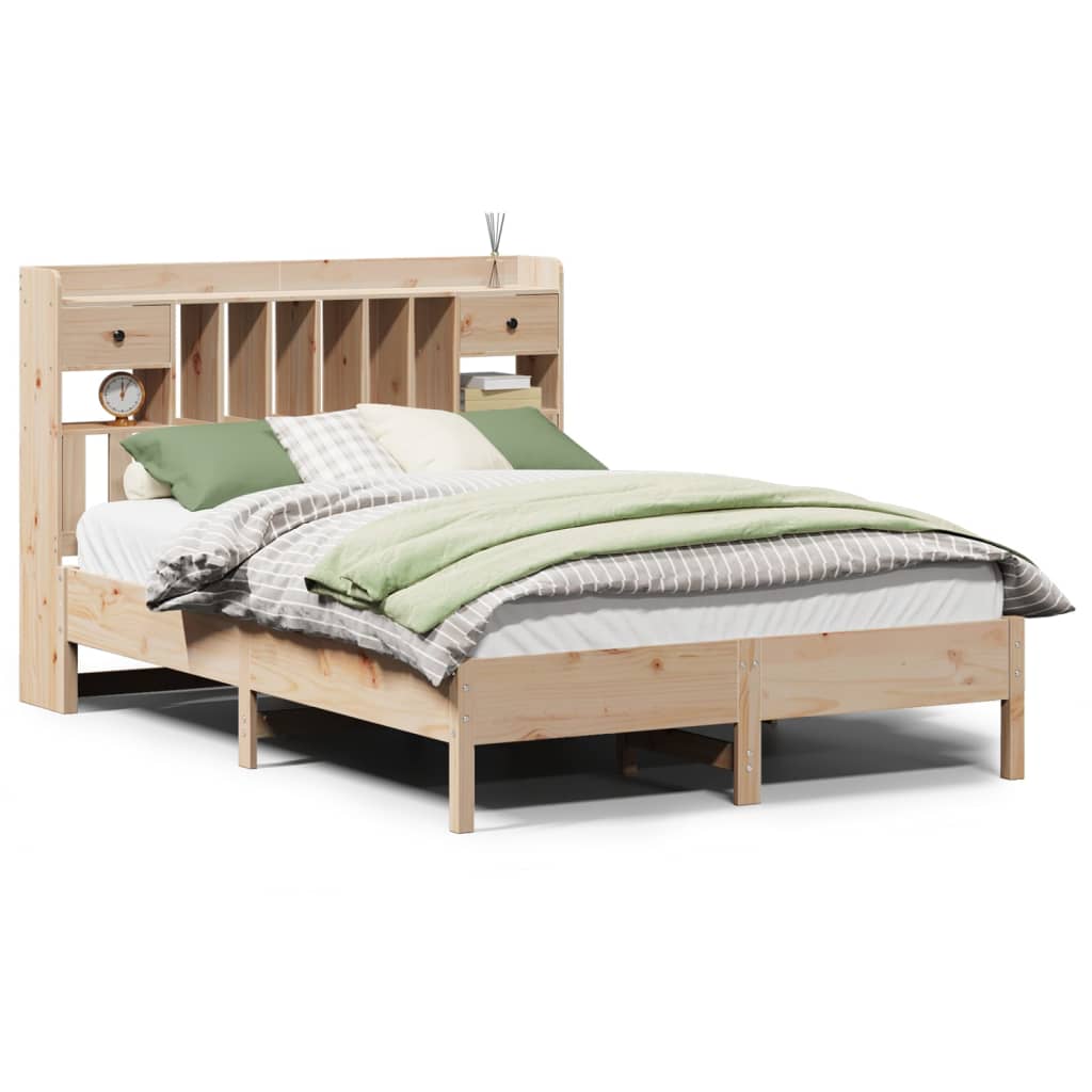 Bed met boekenkast zonder matras massief grenenhout 135x190 cm is nu te koop bij PeponiXL, paradijselijk wonen!