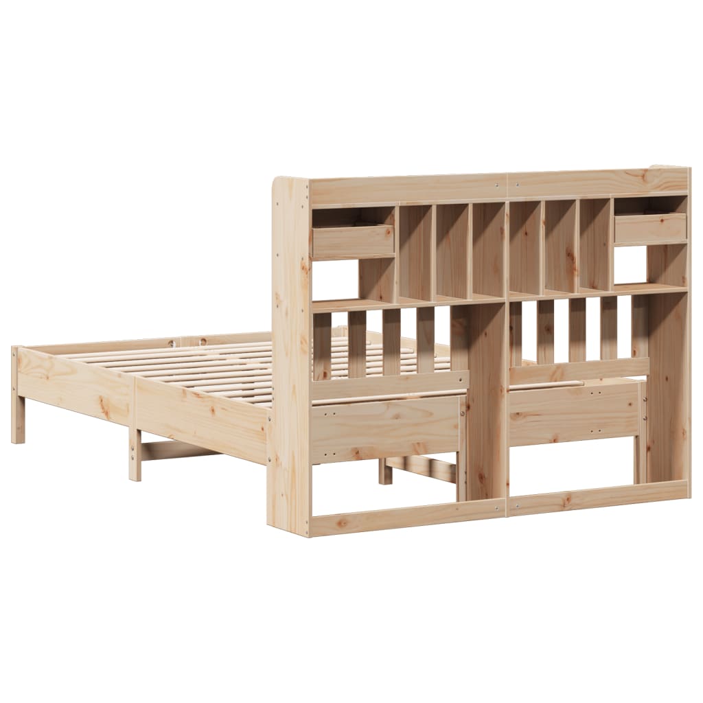 Bed met boekenkast zonder matras massief grenenhout 135x190 cm is nu te koop bij PeponiXL, paradijselijk wonen!