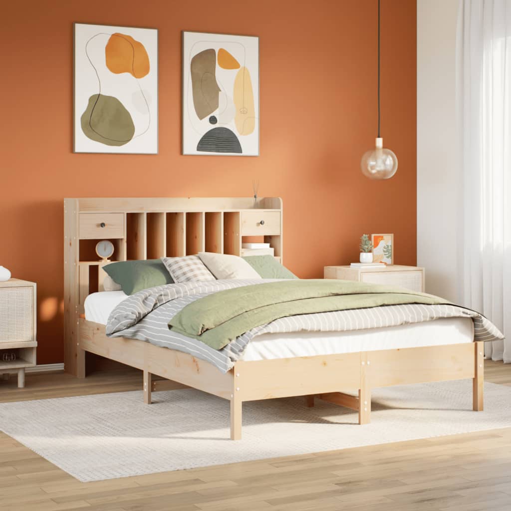 Bed met boekenkast zonder matras massief grenenhout 135x190 cm is nu te koop bij PeponiXL, paradijselijk wonen!
