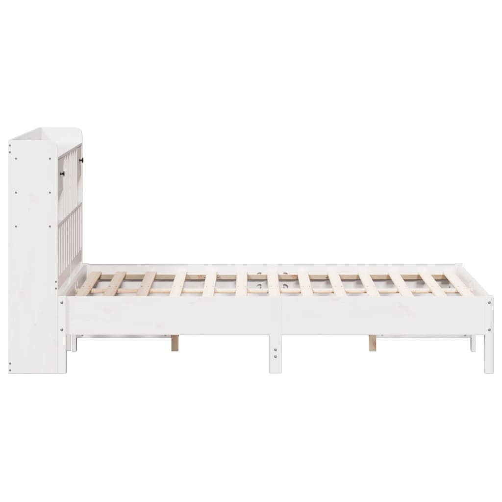 Bed met boekenkast zonder matras grenenhout wit 135x190 cm is nu te koop bij PeponiXL, paradijselijk wonen!