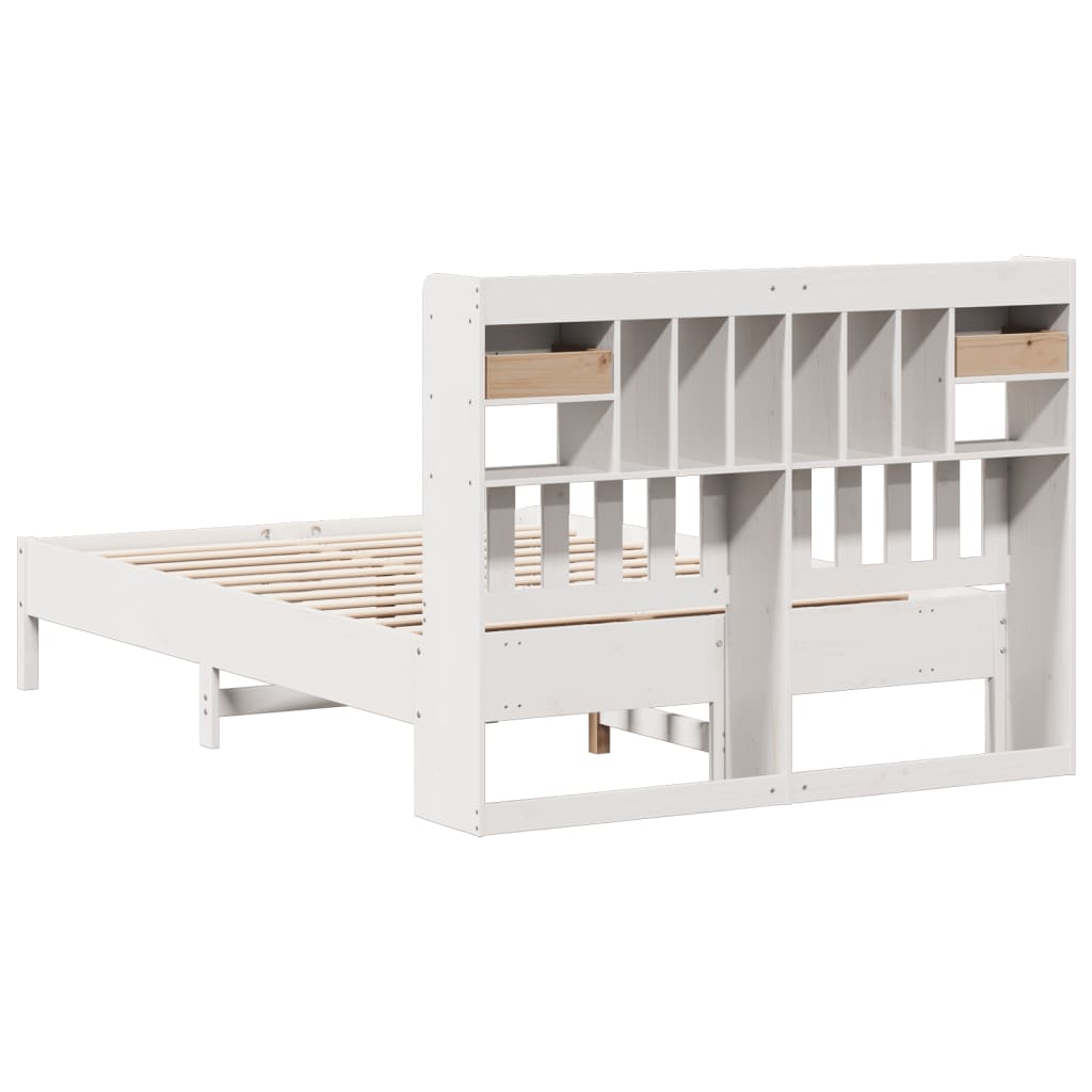 Bed met boekenkast zonder matras grenenhout wit 135x190 cm is nu te koop bij PeponiXL, paradijselijk wonen!