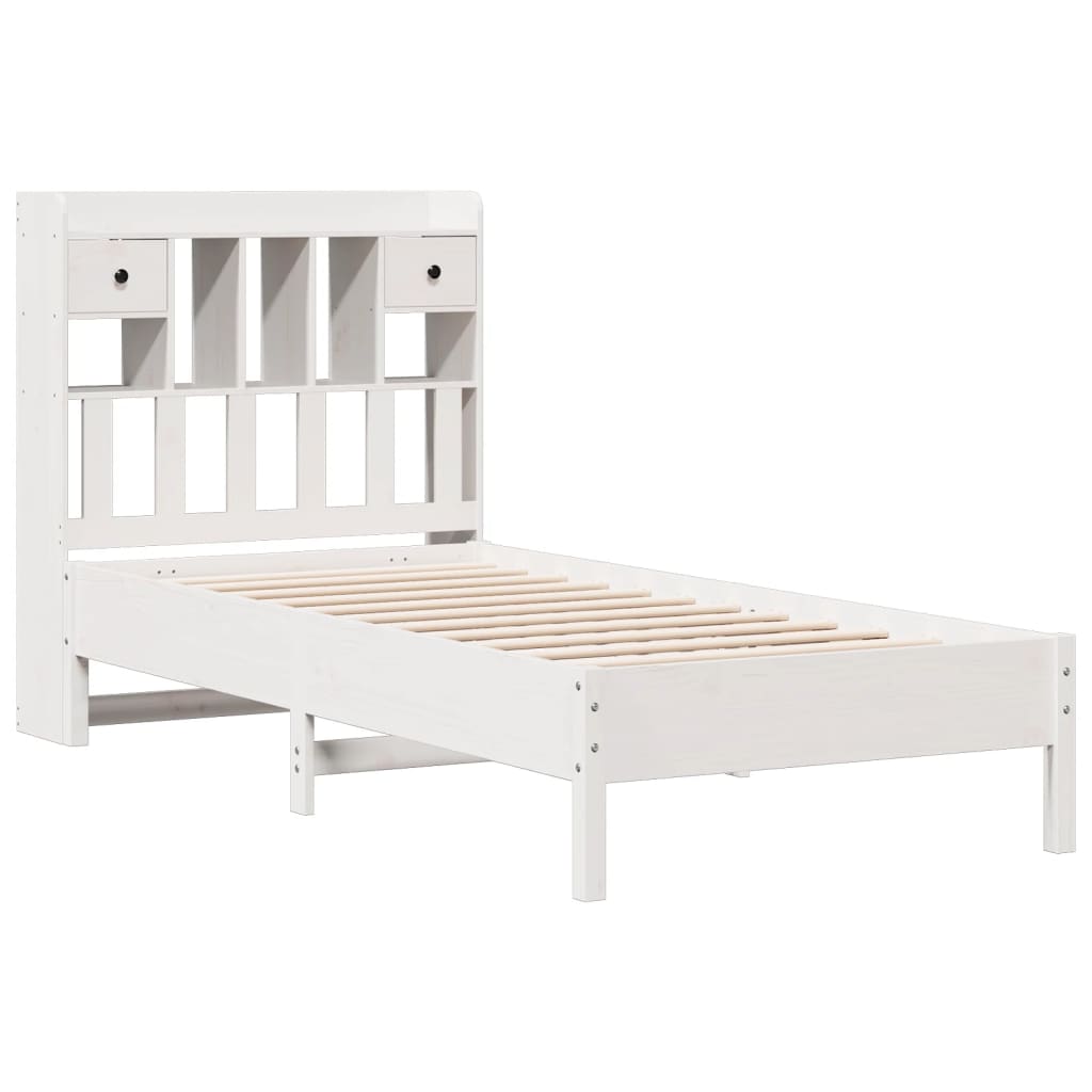 Bed met boekenkast zonder matras grenenhout wit 90x190 cm is nu te koop bij PeponiXL, paradijselijk wonen!