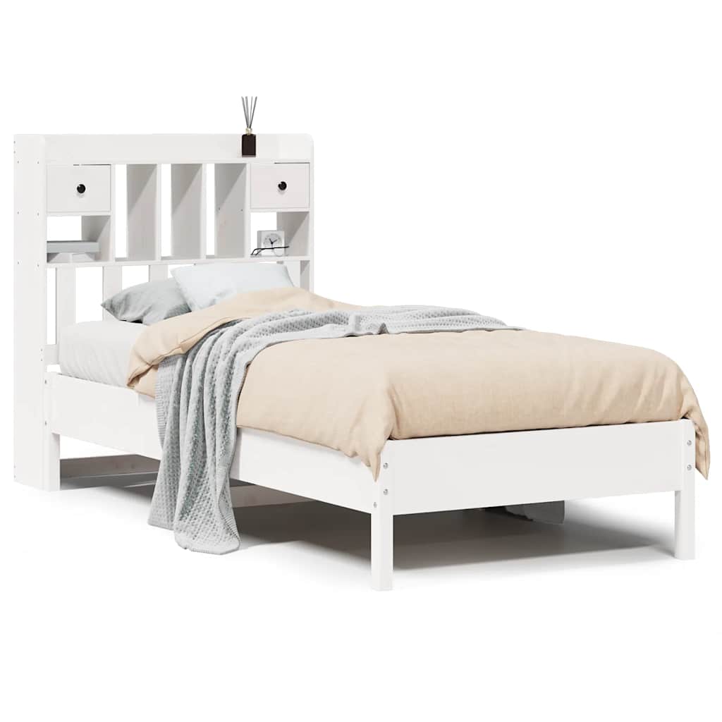 Bed met boekenkast zonder matras grenenhout wit 75x190 cm is nu te koop bij PeponiXL, paradijselijk wonen!