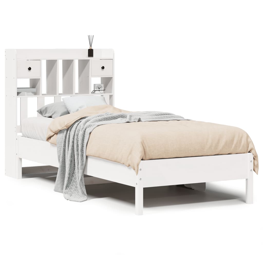Bed met boekenkast zonder matras grenenhout wit 75x190 cm is nu te koop bij PeponiXL, paradijselijk wonen!