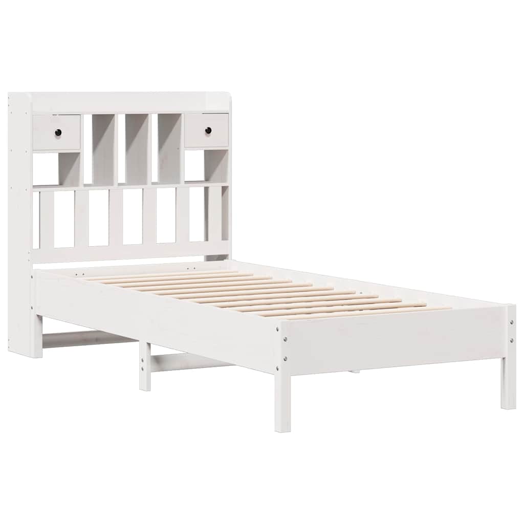 Bed met boekenkast zonder matras grenenhout wit 75x190 cm is nu te koop bij PeponiXL, paradijselijk wonen!