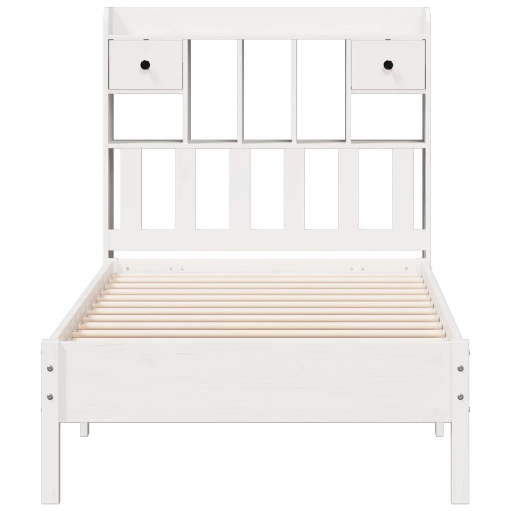 Bed met boekenkast zonder matras grenenhout wit 75x190 cm is nu te koop bij PeponiXL, paradijselijk wonen!