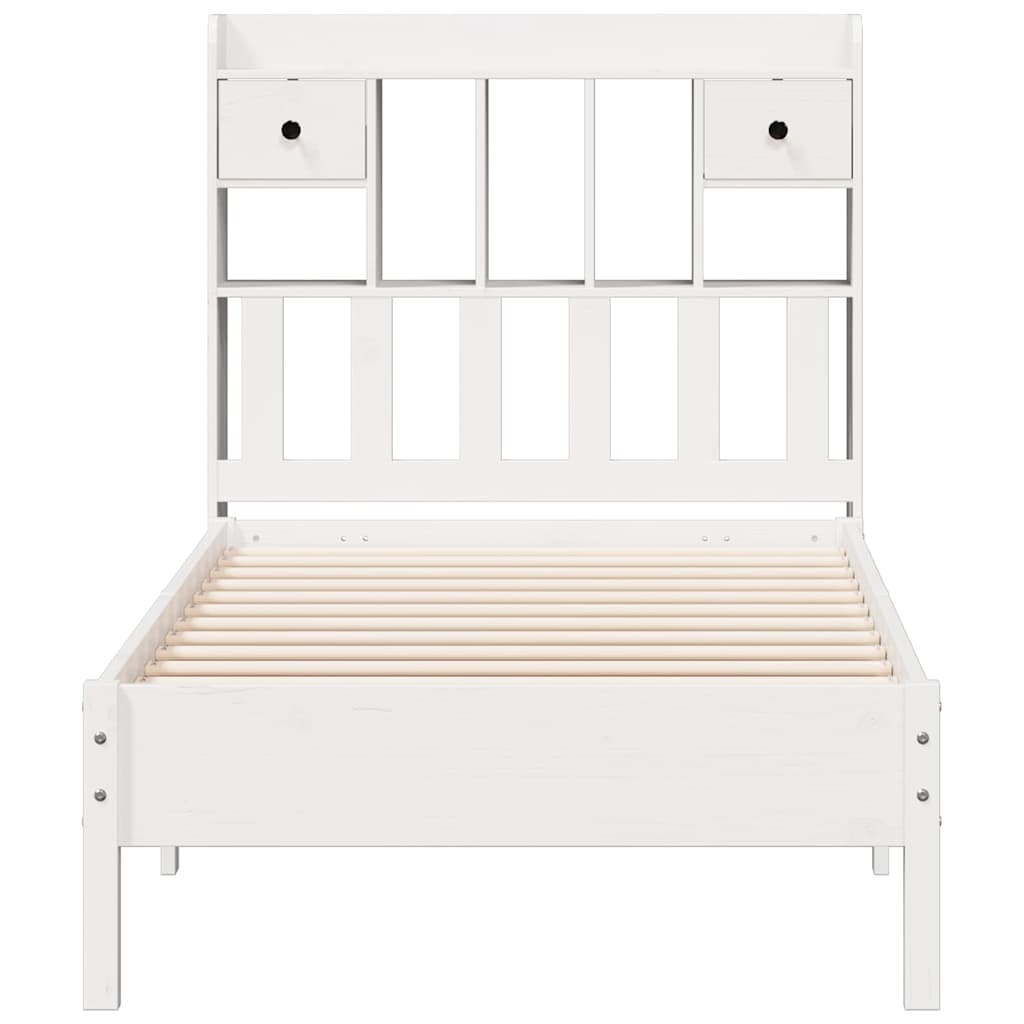 Bed met boekenkast zonder matras grenenhout wit 75x190 cm is nu te koop bij PeponiXL, paradijselijk wonen!