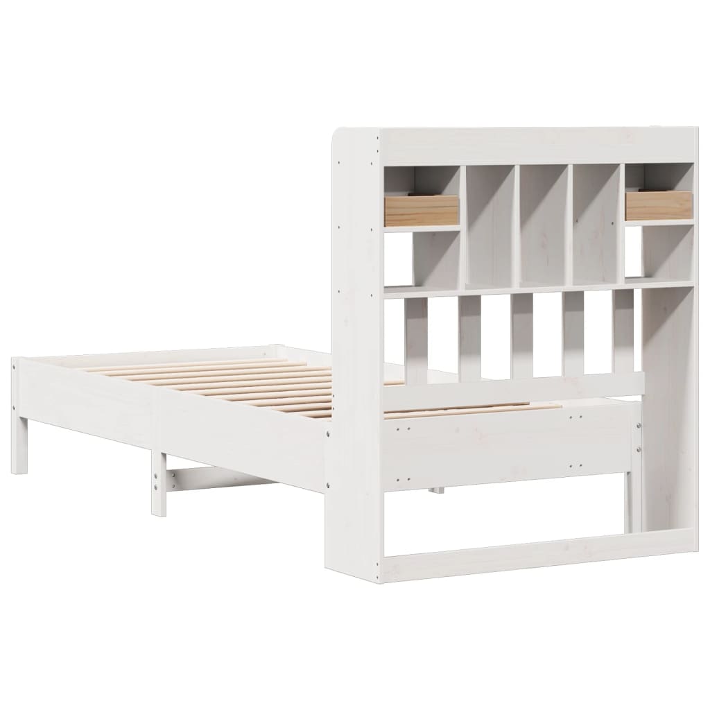 Bed met boekenkast zonder matras grenenhout wit 75x190 cm is nu te koop bij PeponiXL, paradijselijk wonen!