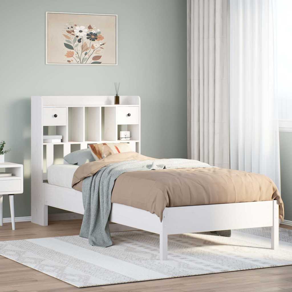 Bed met boekenkast zonder matras grenenhout wit 75x190 cm is nu te koop bij PeponiXL, paradijselijk wonen!