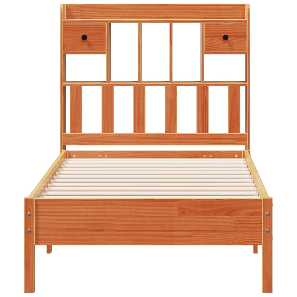 Bed met boekenkast zonder matras grenenhout wasbruin 75x190 cm is nu te koop bij PeponiXL, paradijselijk wonen!