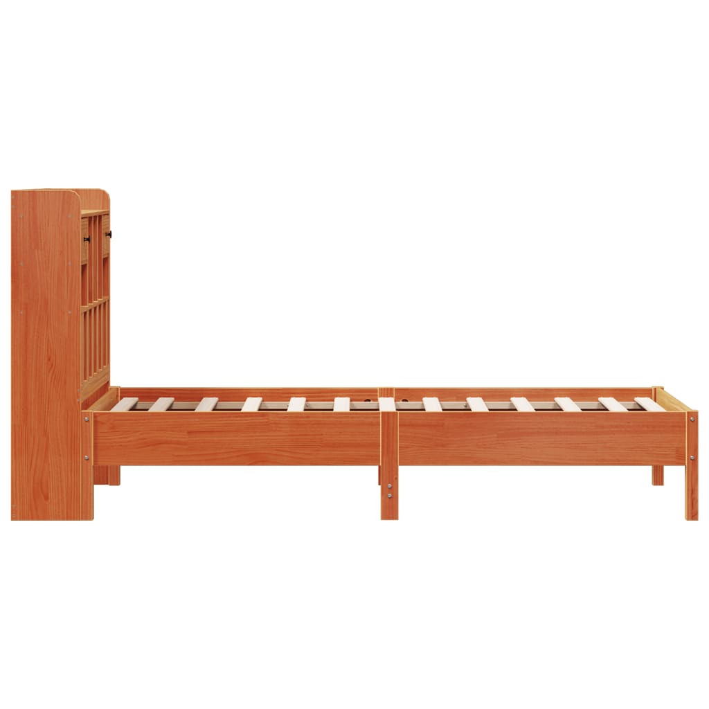 Bed met boekenkast zonder matras grenenhout wasbruin 75x190 cm is nu te koop bij PeponiXL, paradijselijk wonen!