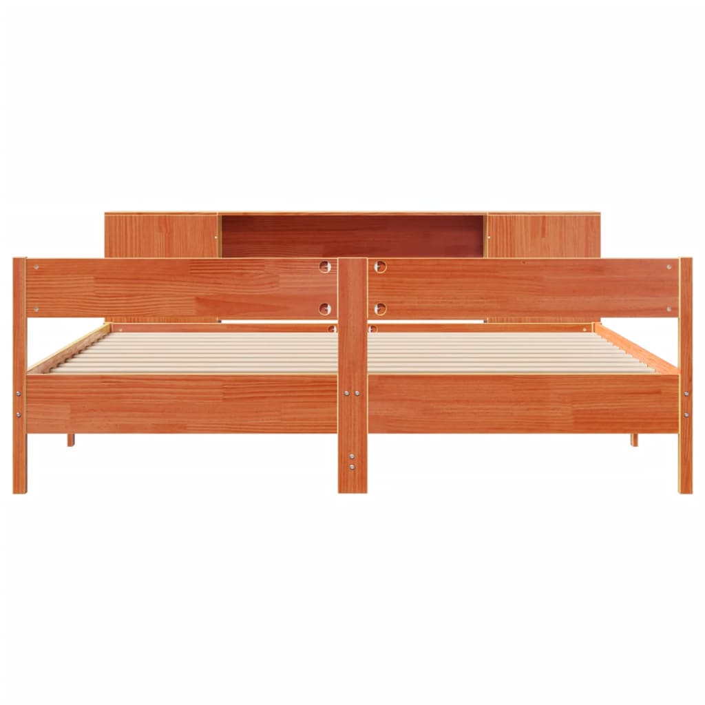 Bed met boekenkast zonder matras grenenhout wasbruin 180x200 cm is nu te koop bij PeponiXL, paradijselijk wonen!