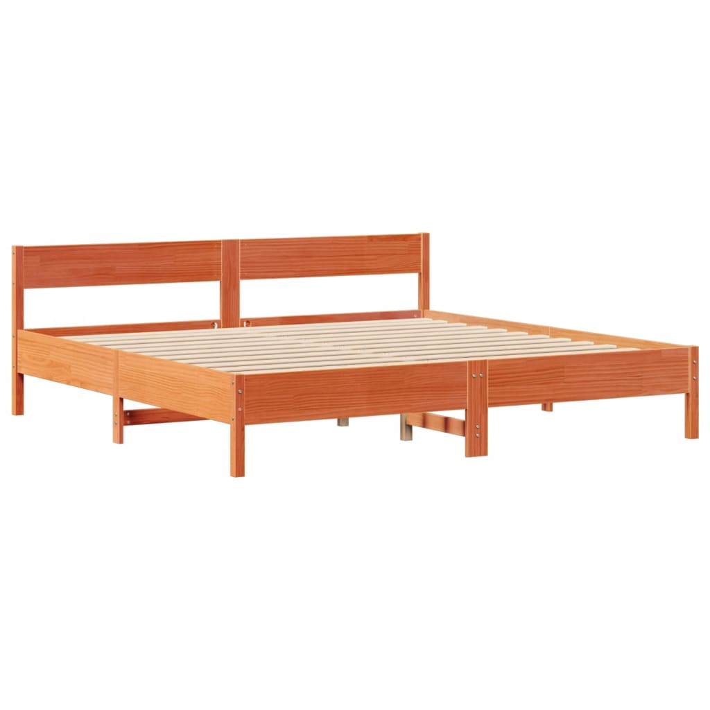 Bed met boekenkast zonder matras grenenhout wasbruin 180x200 cm is nu te koop bij PeponiXL, paradijselijk wonen!