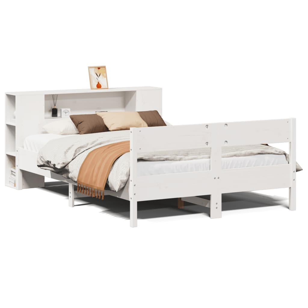 Bed met boekenkast zonder matras grenenhout wit 160x200 cm is nu te koop bij PeponiXL, paradijselijk wonen!