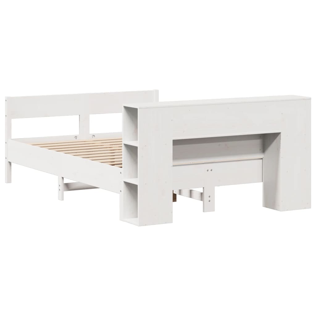 Bed met boekenkast zonder matras grenenhout wit 160x200 cm is nu te koop bij PeponiXL, paradijselijk wonen!