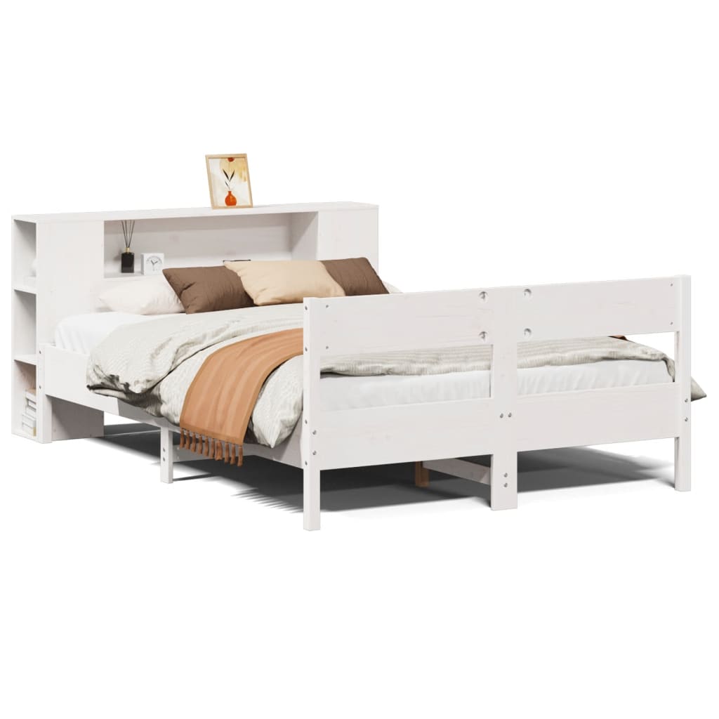 Bed met boekenkast zonder matras grenenhout wit 140x200 cm is nu te koop bij PeponiXL, paradijselijk wonen!