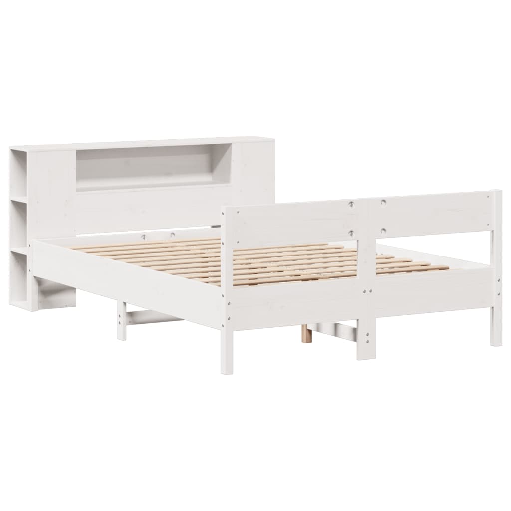 Bed met boekenkast zonder matras grenenhout wit 140x200 cm is nu te koop bij PeponiXL, paradijselijk wonen!
