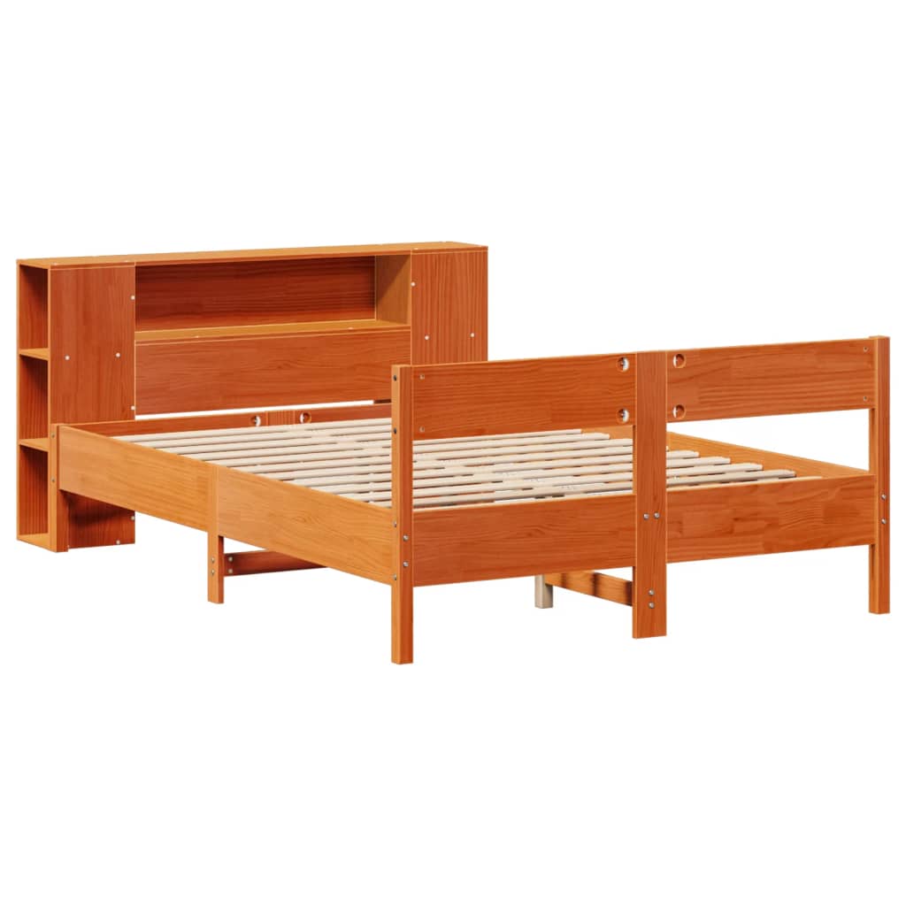 Bed met boekenkast zonder matras grenenhout wasbruin 140x200 cm is nu te koop bij PeponiXL, paradijselijk wonen!