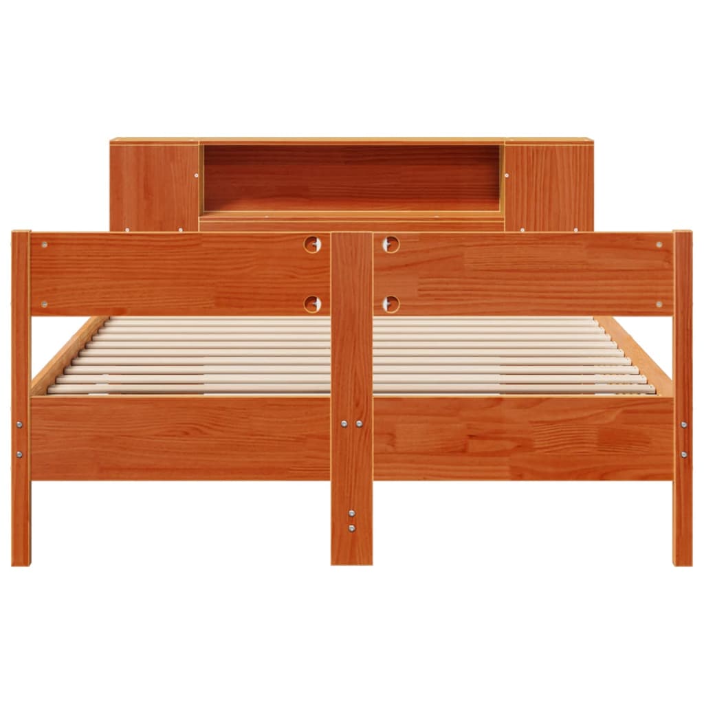 Bed met boekenkast zonder matras grenenhout wasbruin 140x200 cm is nu te koop bij PeponiXL, paradijselijk wonen!