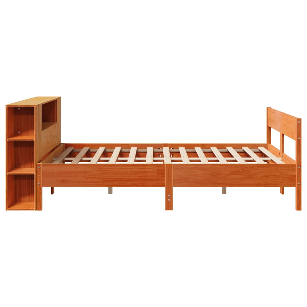 Bed met boekenkast zonder matras grenenhout wasbruin 140x200 cm is nu te koop bij PeponiXL, paradijselijk wonen!