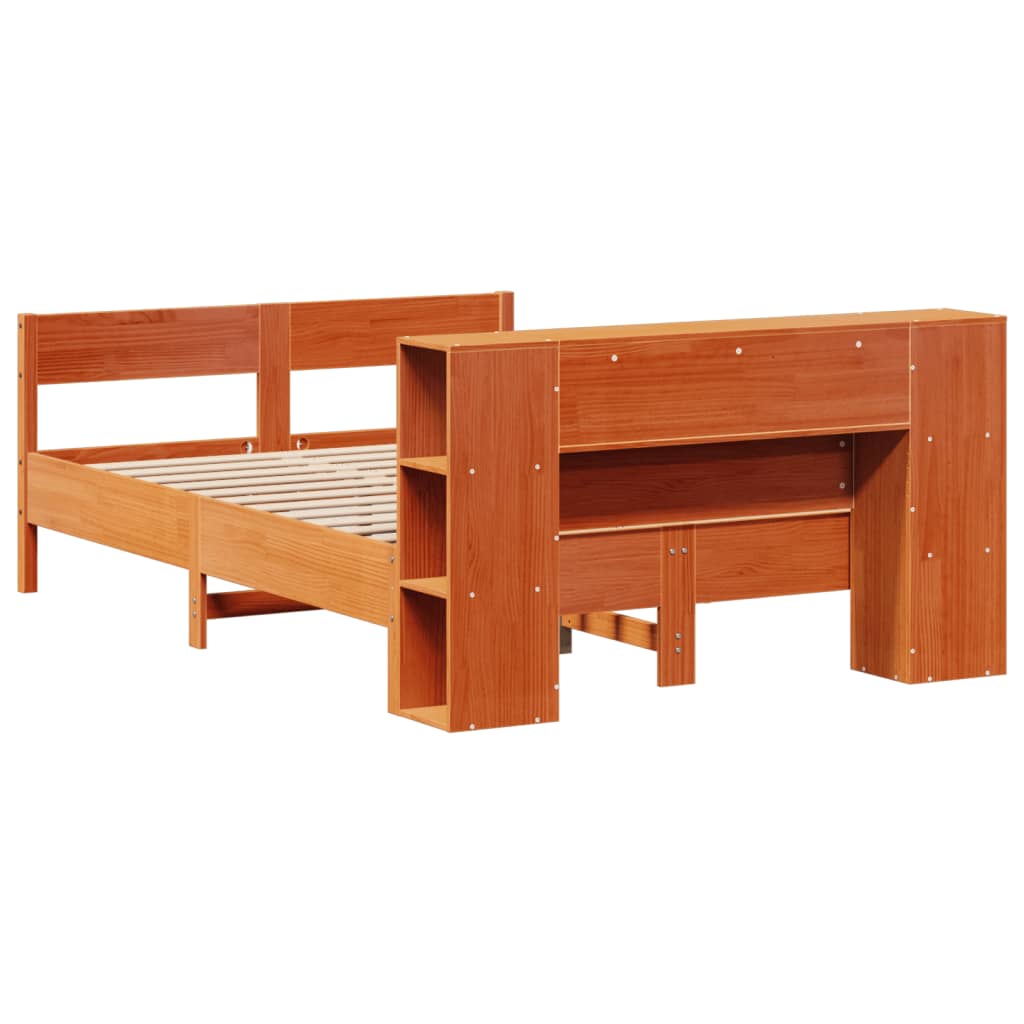 Bed met boekenkast zonder matras grenenhout wasbruin 140x200 cm is nu te koop bij PeponiXL, paradijselijk wonen!
