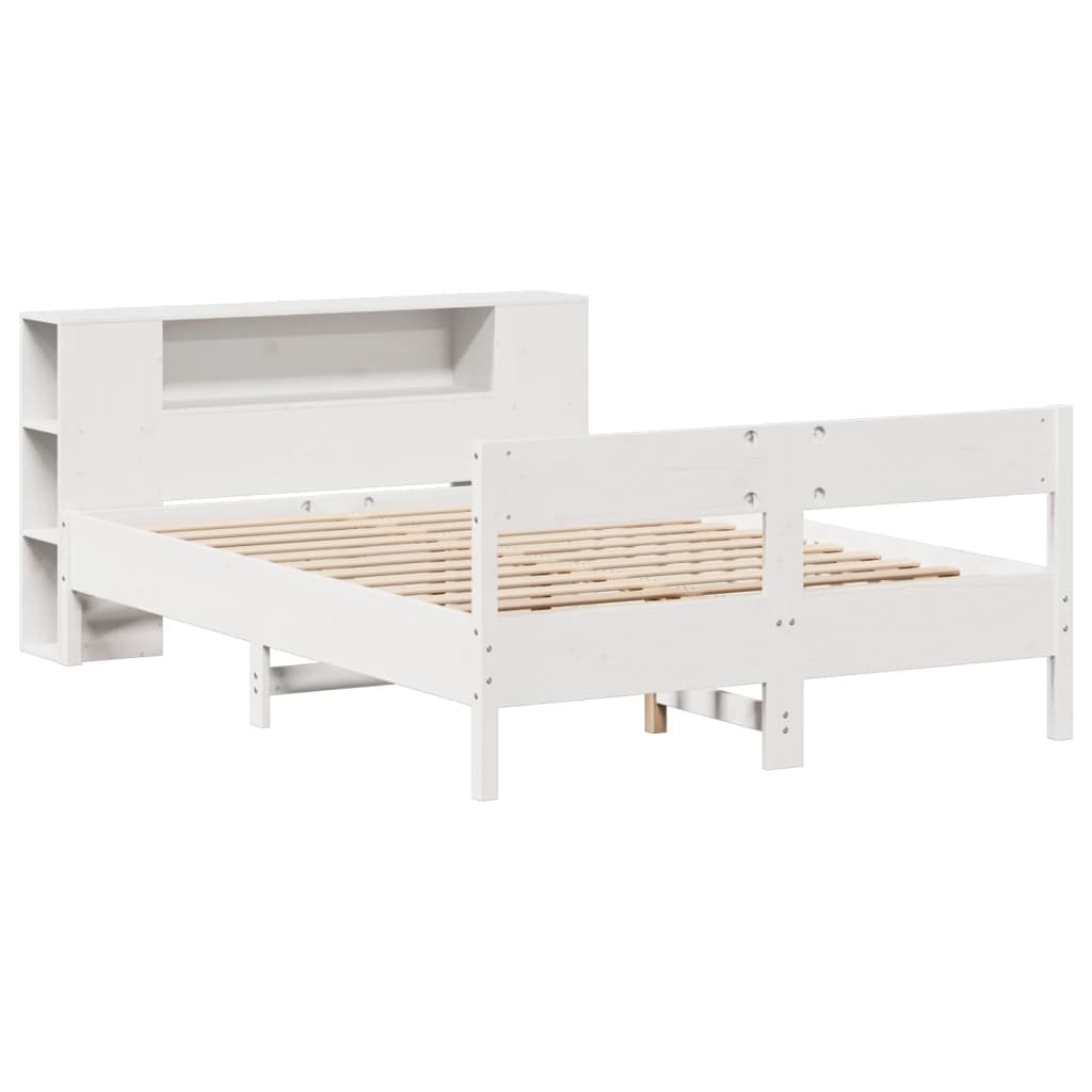Bed met boekenkast zonder matras grenenhout wit 140x190 cm is nu te koop bij PeponiXL, paradijselijk wonen!