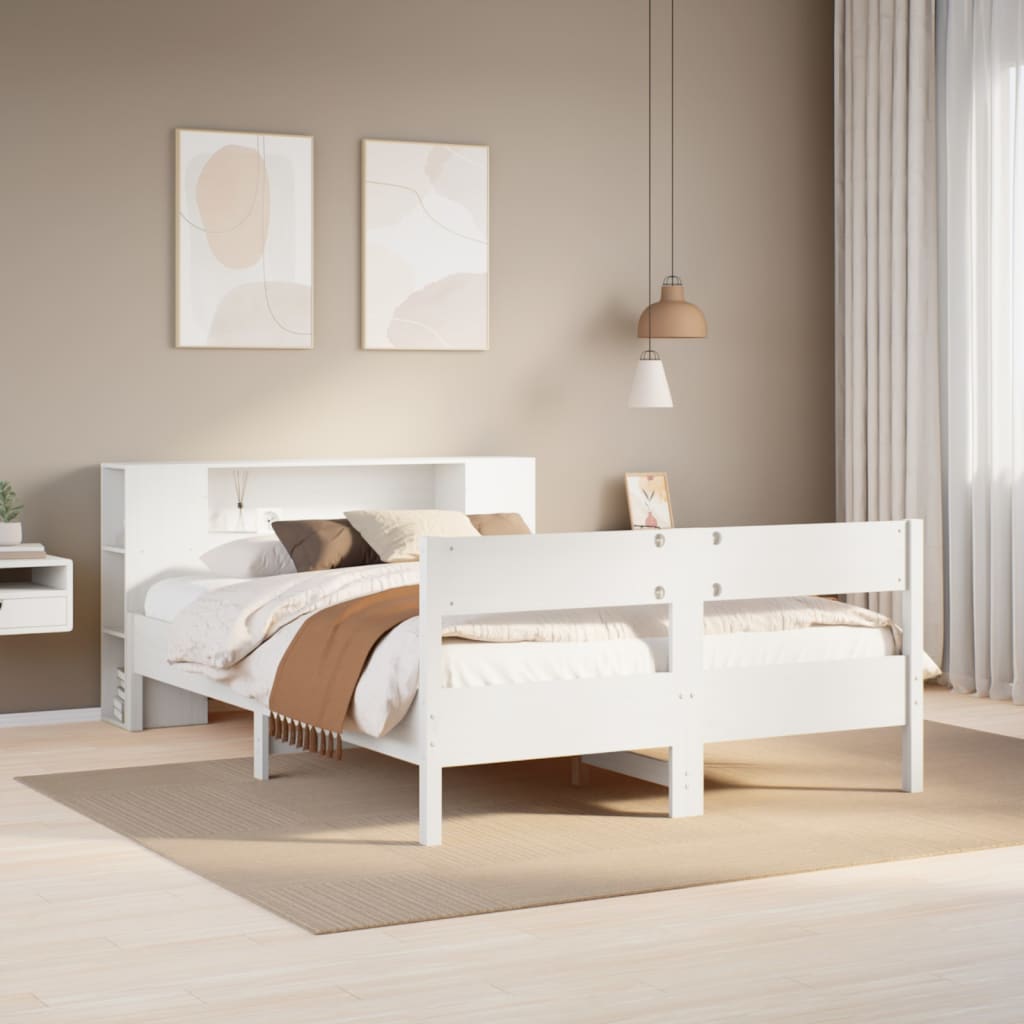 Bed met boekenkast zonder matras grenenhout wit 140x190 cm is nu te koop bij PeponiXL, paradijselijk wonen!