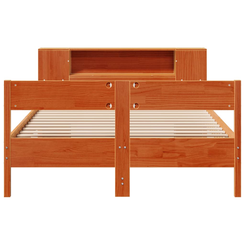 Bed met boekenkast zonder matras grenenhout wasbruin 140x190 cm is nu te koop bij PeponiXL, paradijselijk wonen!