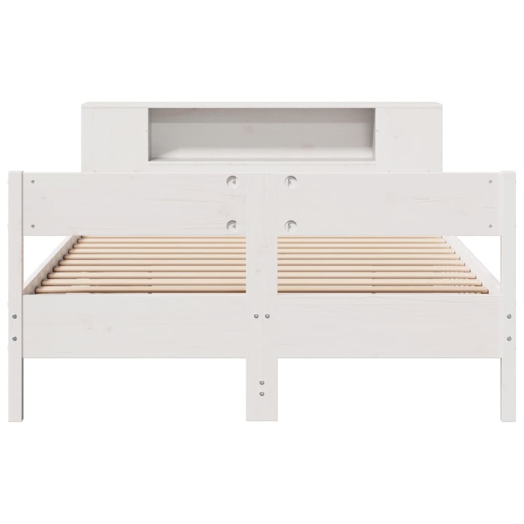 Bed met boekenkast zonder matras grenenhout wit 135x190 cm is nu te koop bij PeponiXL, paradijselijk wonen!