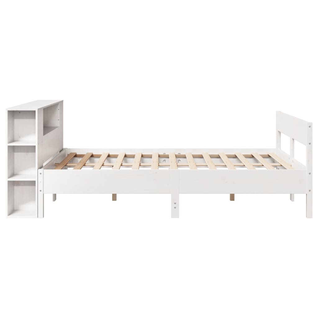 Bed met boekenkast zonder matras grenenhout wit 135x190 cm is nu te koop bij PeponiXL, paradijselijk wonen!
