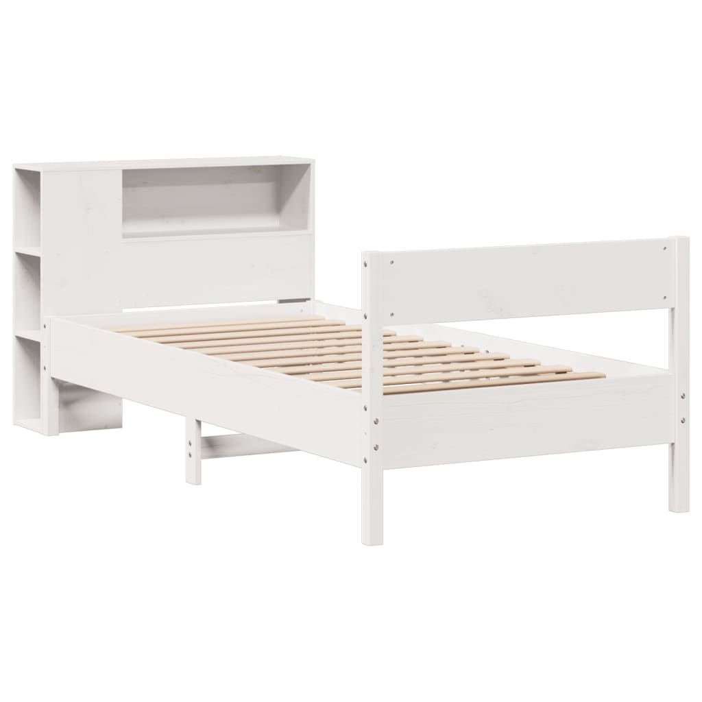Bed met boekenkast zonder matras grenenhout wit 75x190 cm is nu te koop bij PeponiXL, paradijselijk wonen!